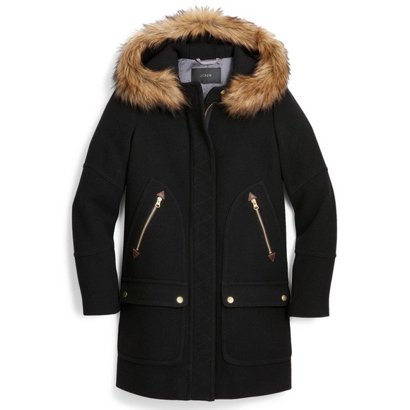 J.Crew Stadium Cloth Chateau Parka Black Wool Blend Coat Women’s Size XS - Picture 4 of 5
